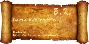 Barta Kármán névjegykártya